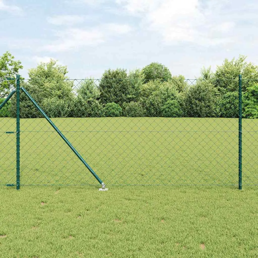 Zaunpfosten-Set Grün 1000 x 3,2 x 100 cm aus Stahl und PVC