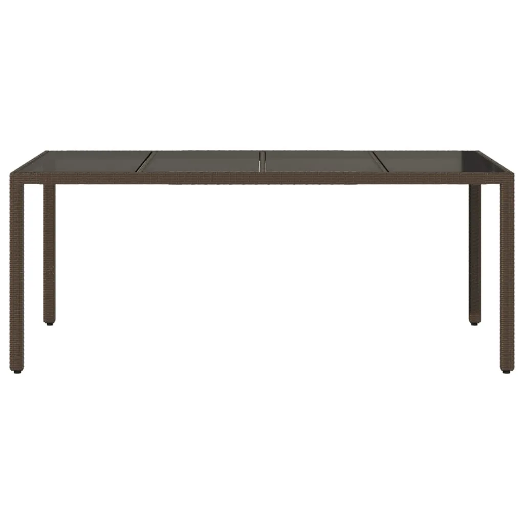 Brauner Gartentisch mit Glasplatte 190 x 90 x 75 cm