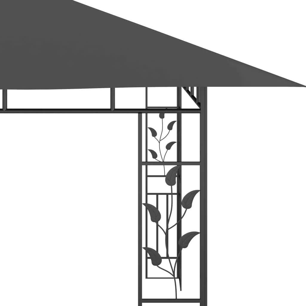 Pavillon Anthrazit 4 x 3 x 2,73 m mit Solar-Lichterkette und Moskitonetz