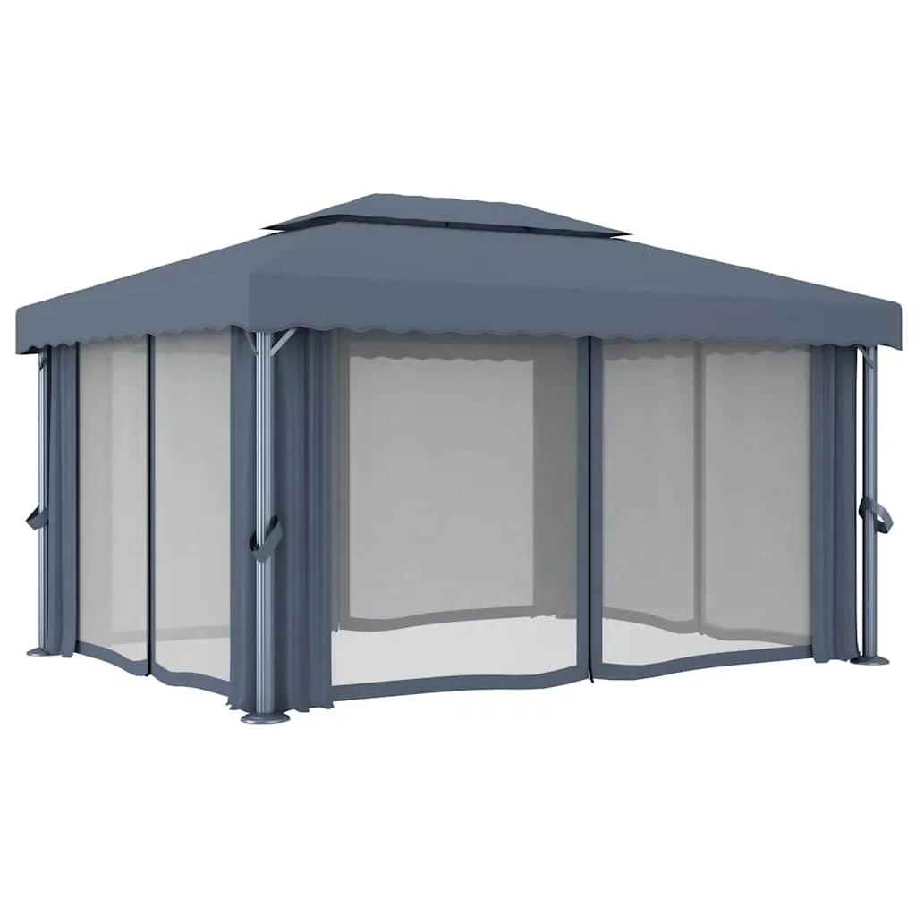 Pavillon 4x3 m Anthrazit mit Aluminium- und Stahlgestell