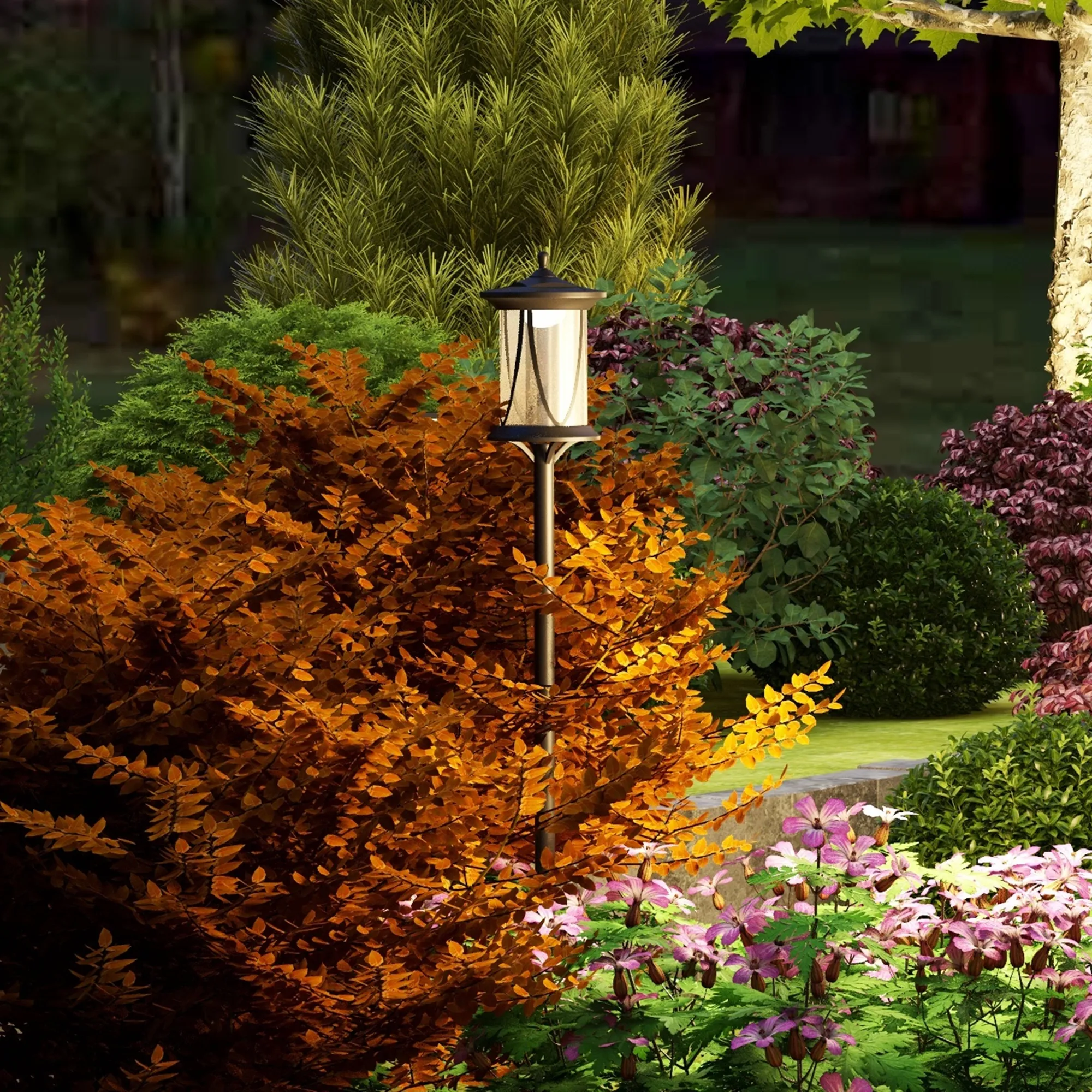 Solar Gartenleuchte LED Wegleuchte Schwarz 127 cm hoch