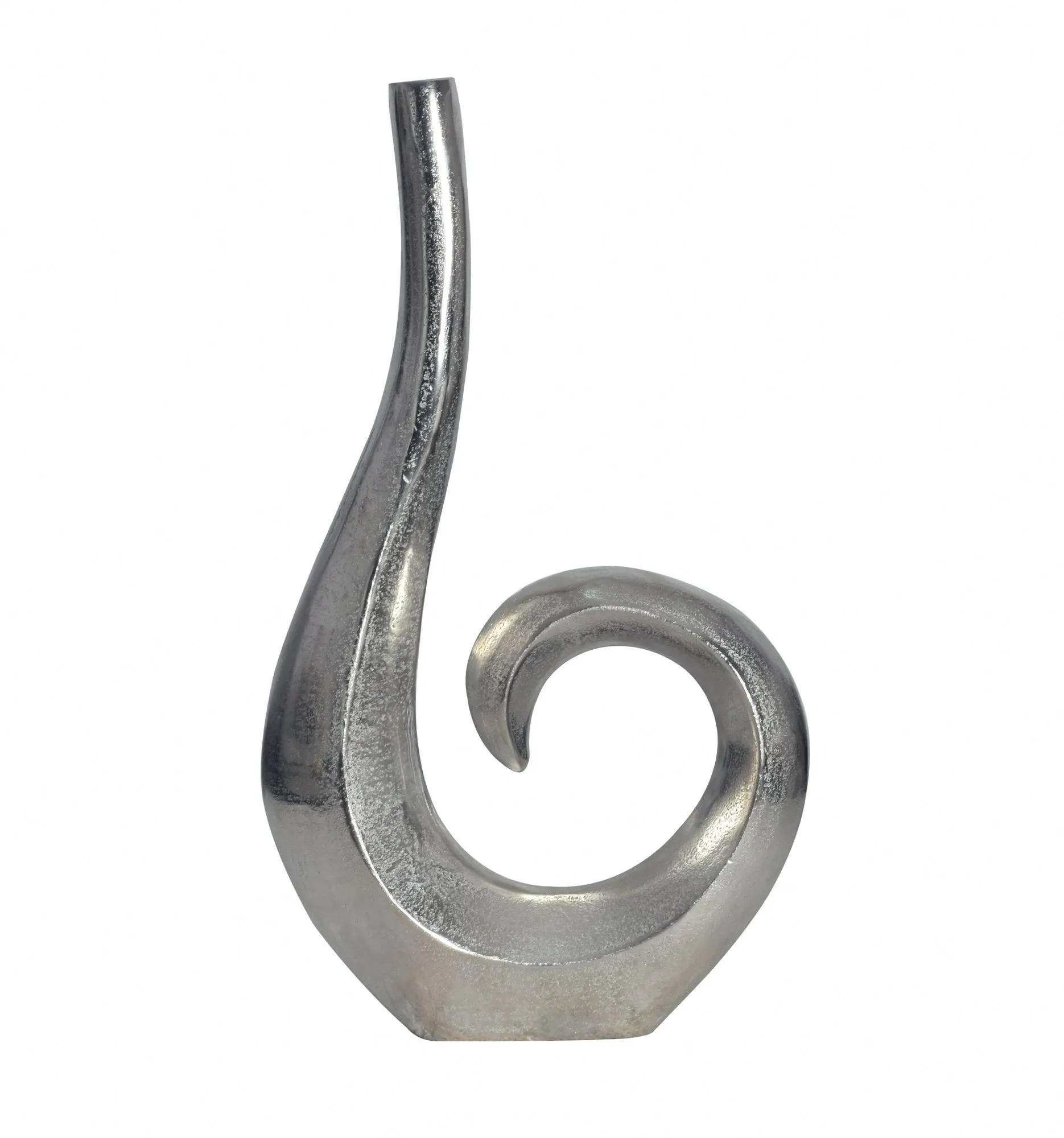 Deko Vase 47 cm Aluminium Silber Spirale Blumenvase Modern Klein