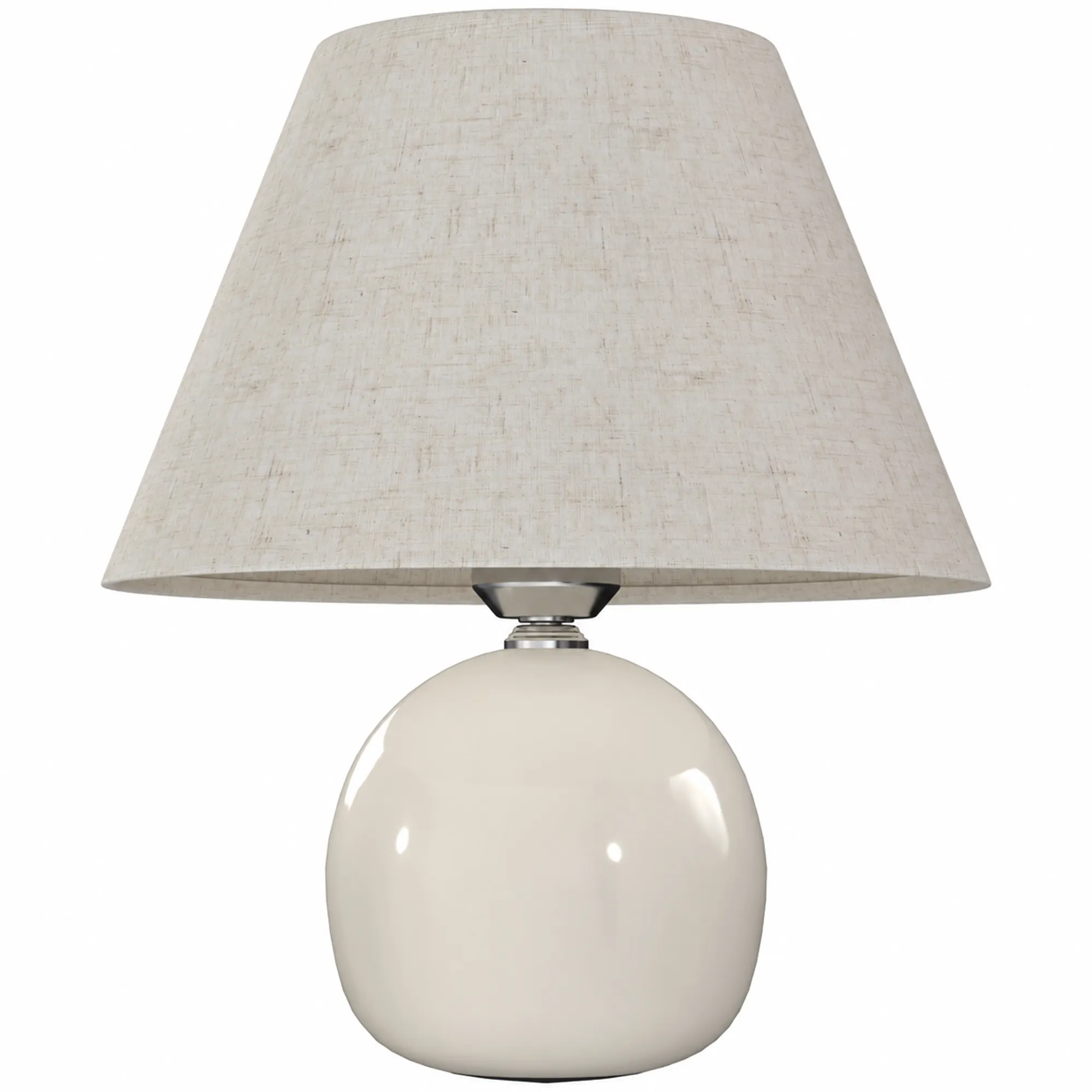 Tischlampe Vintage mit Keramiksockel und Leinen, Cremeweiß