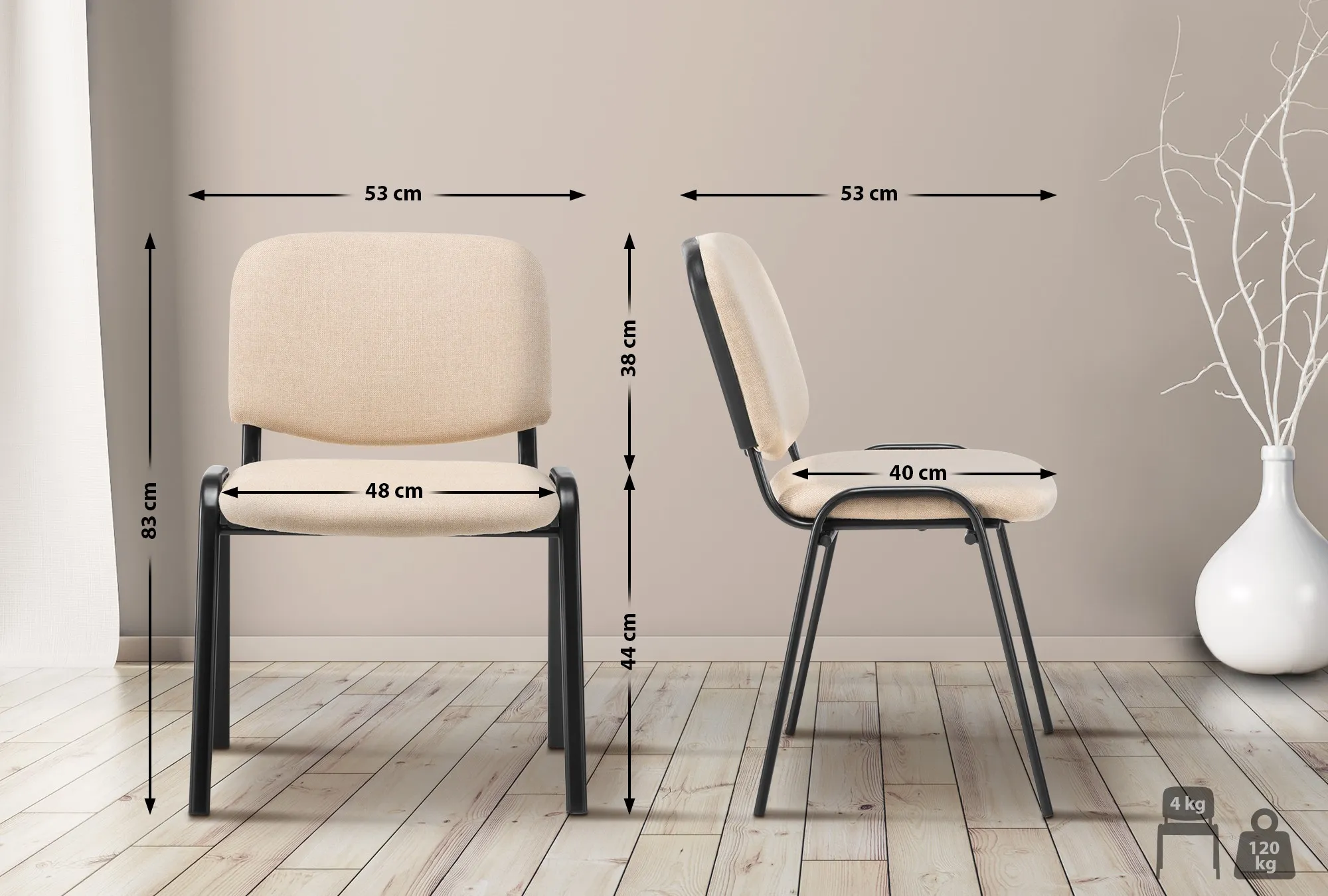 Stapelstuhl Ken 83x53x53 cm creme