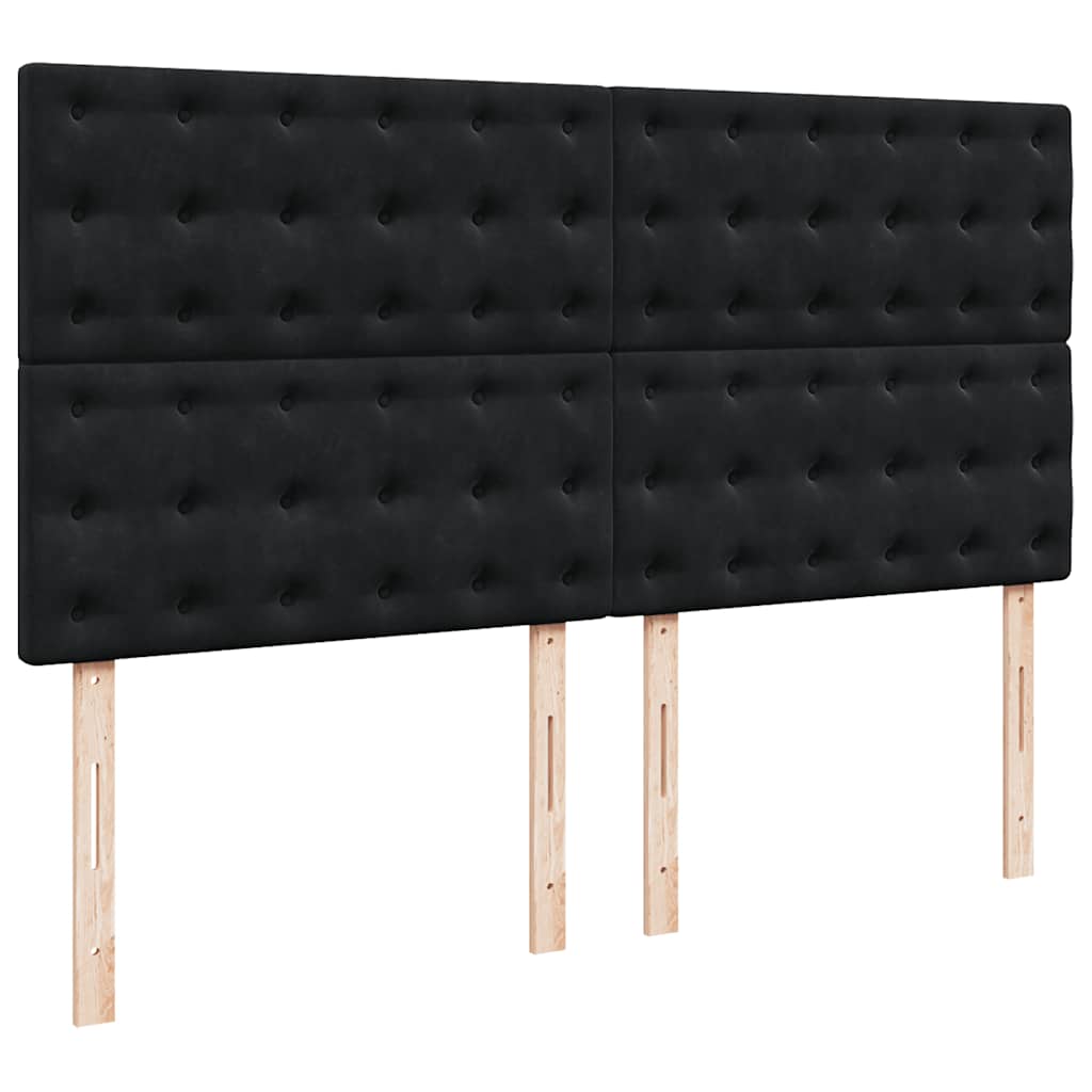 Boxspringbett Samt mit LED-Beleuchtung 180x200 cm Schwarz