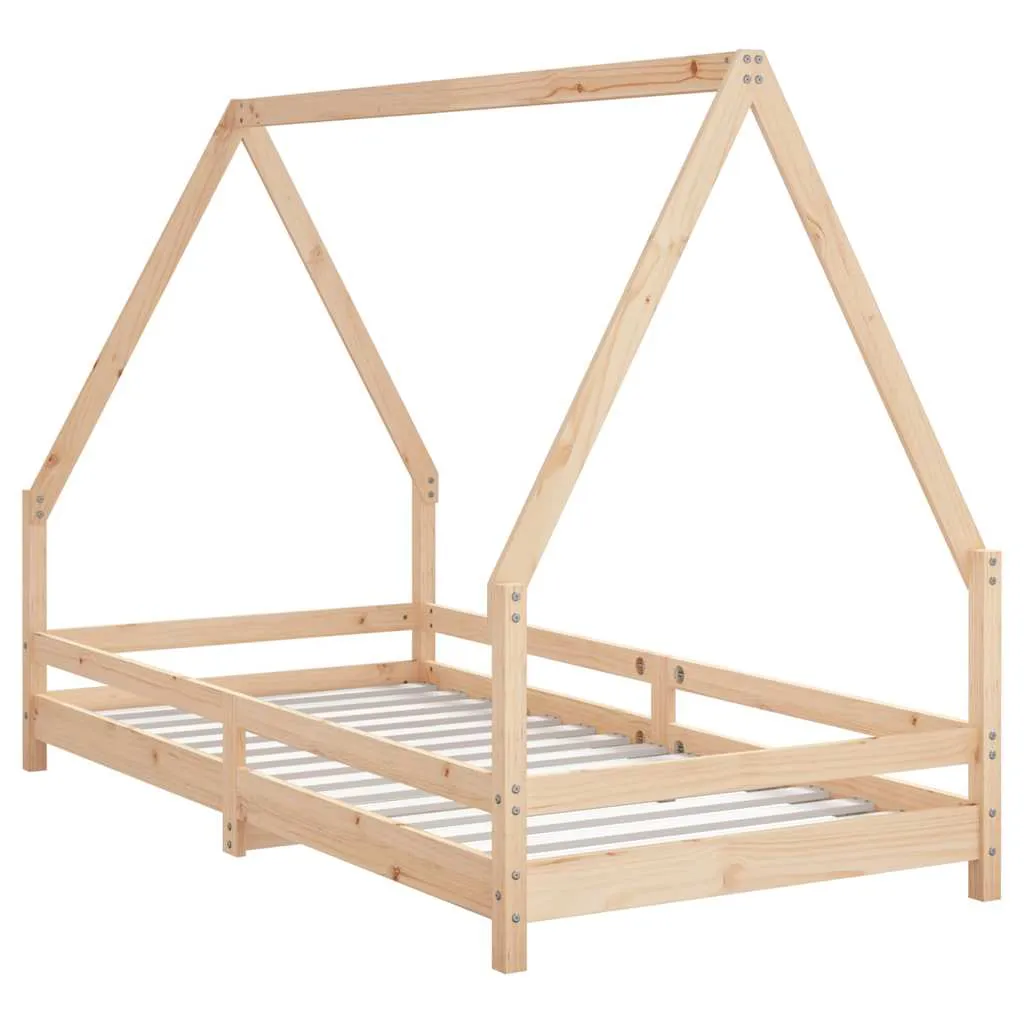Kinderbett aus massivem Kiefernholz 195,5x95,5x139,5 cm naturfarben