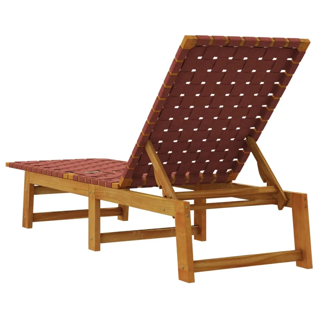 Sonnenliege aus Echtholz mit Stoffbezug, 157x55x60/74/87 cm, Rot-Braun