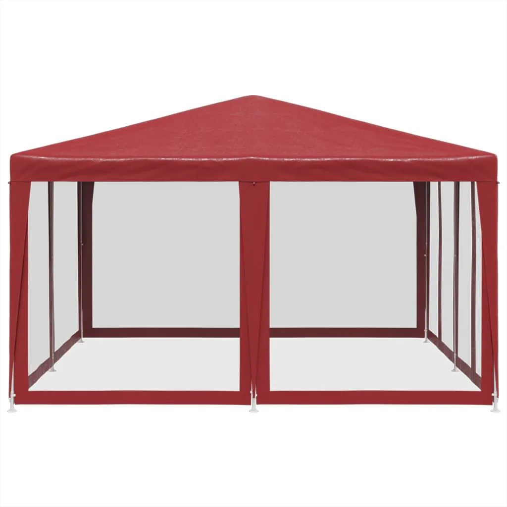 Partyzelt 400x400x268 cm Rot mit wasserfestem HDPE-Dach und Eisengestell