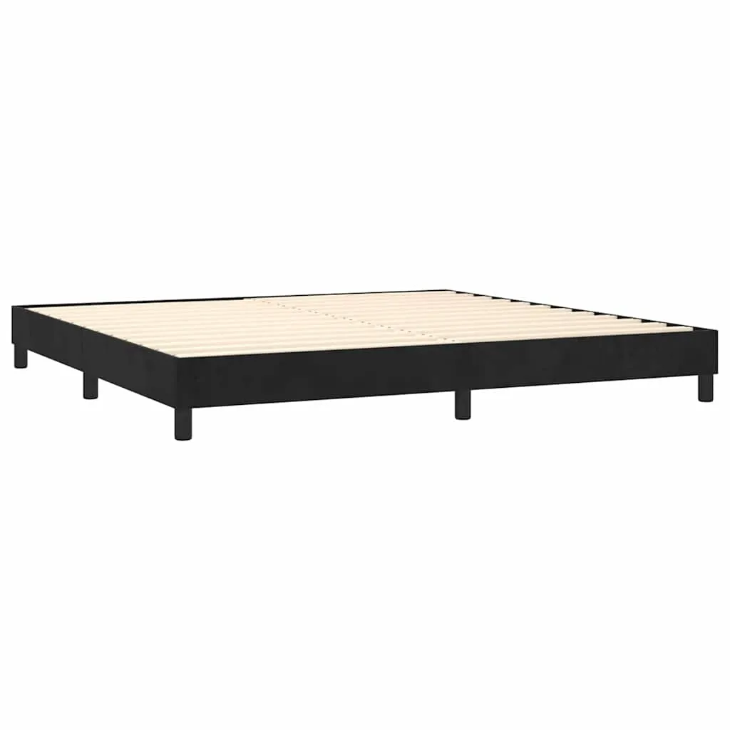 Boxspringbett aus Samt mit LED-Leiste, Matratze, 200x200 cm, Schwarz