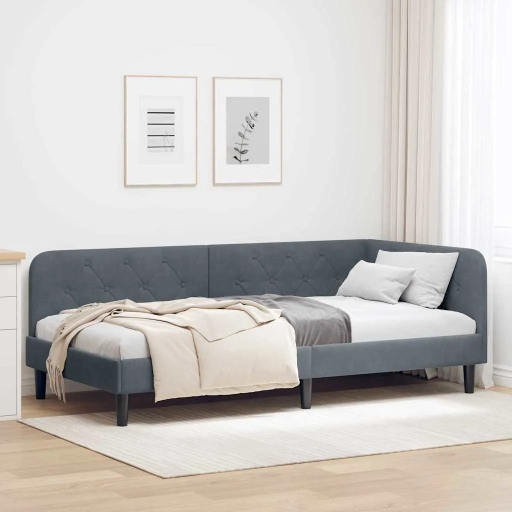 Eckbettgestell 194 x 94 x 72 cm Dunkelgrau