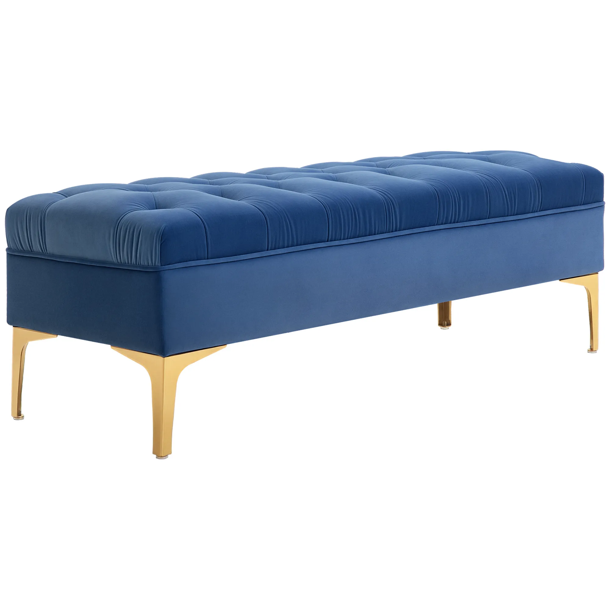 Eleganter Polsterhocker 118x45x42 cm Blau-Gold