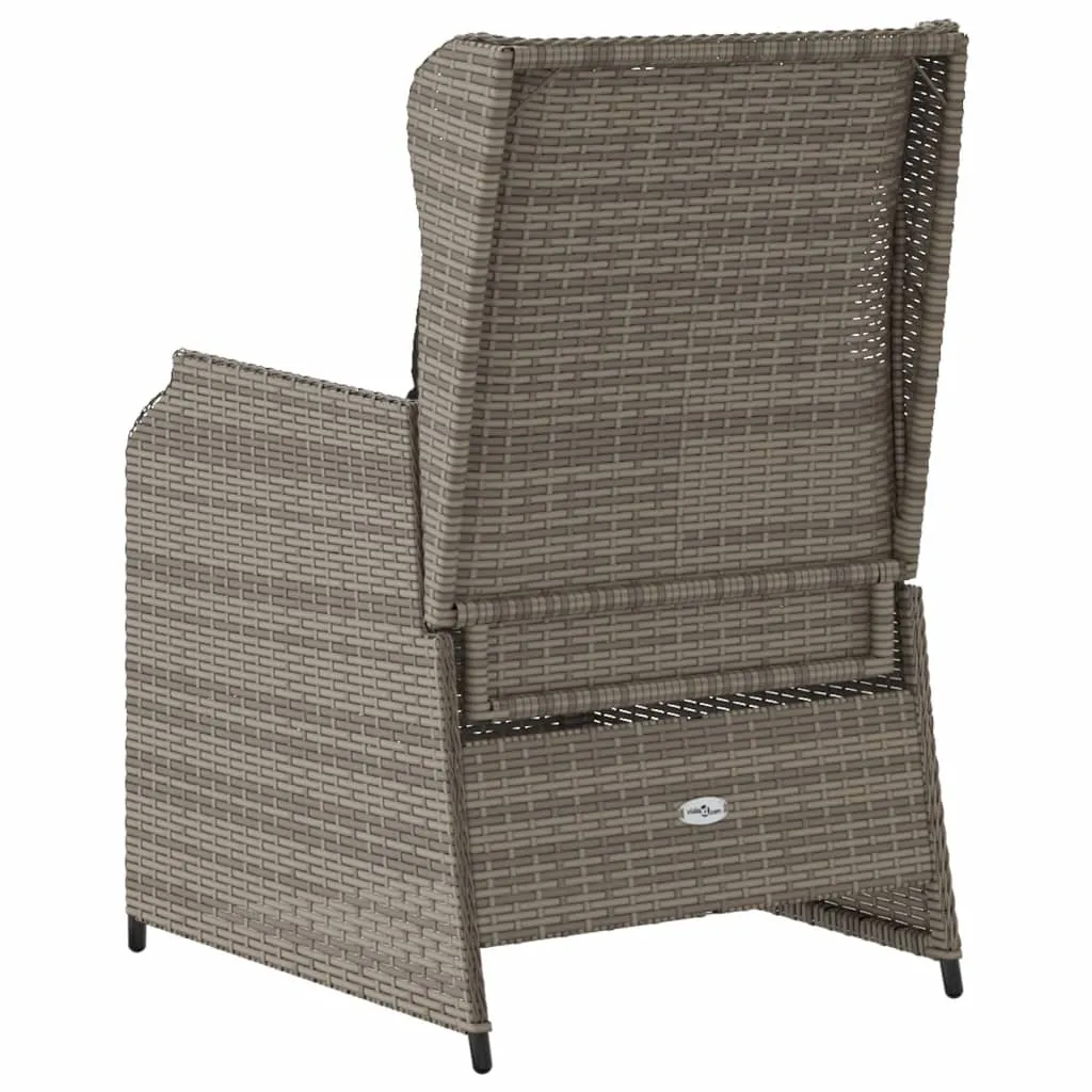 Verstellbarer Gartenstuhl aus PE-Rattan Grau 55x67x95 cm
