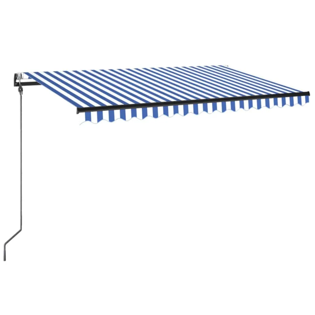 Einziehbare Gelenkarmmarkise 300x250 cm Blau Weiß mit Anthrazit Rahmen