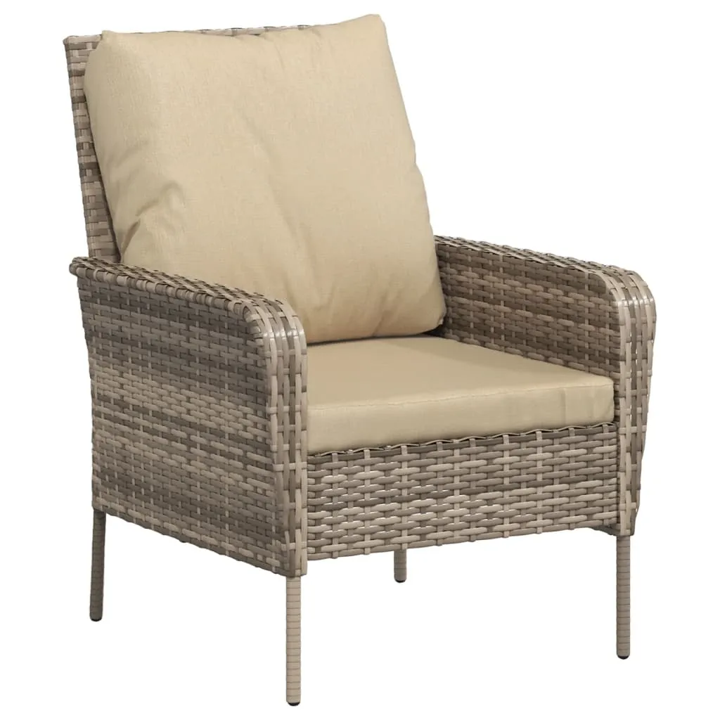 Gartenstuhl mit Fußhocker Hellbraun 69x78x88 cm PE-Rattan & Stahl
