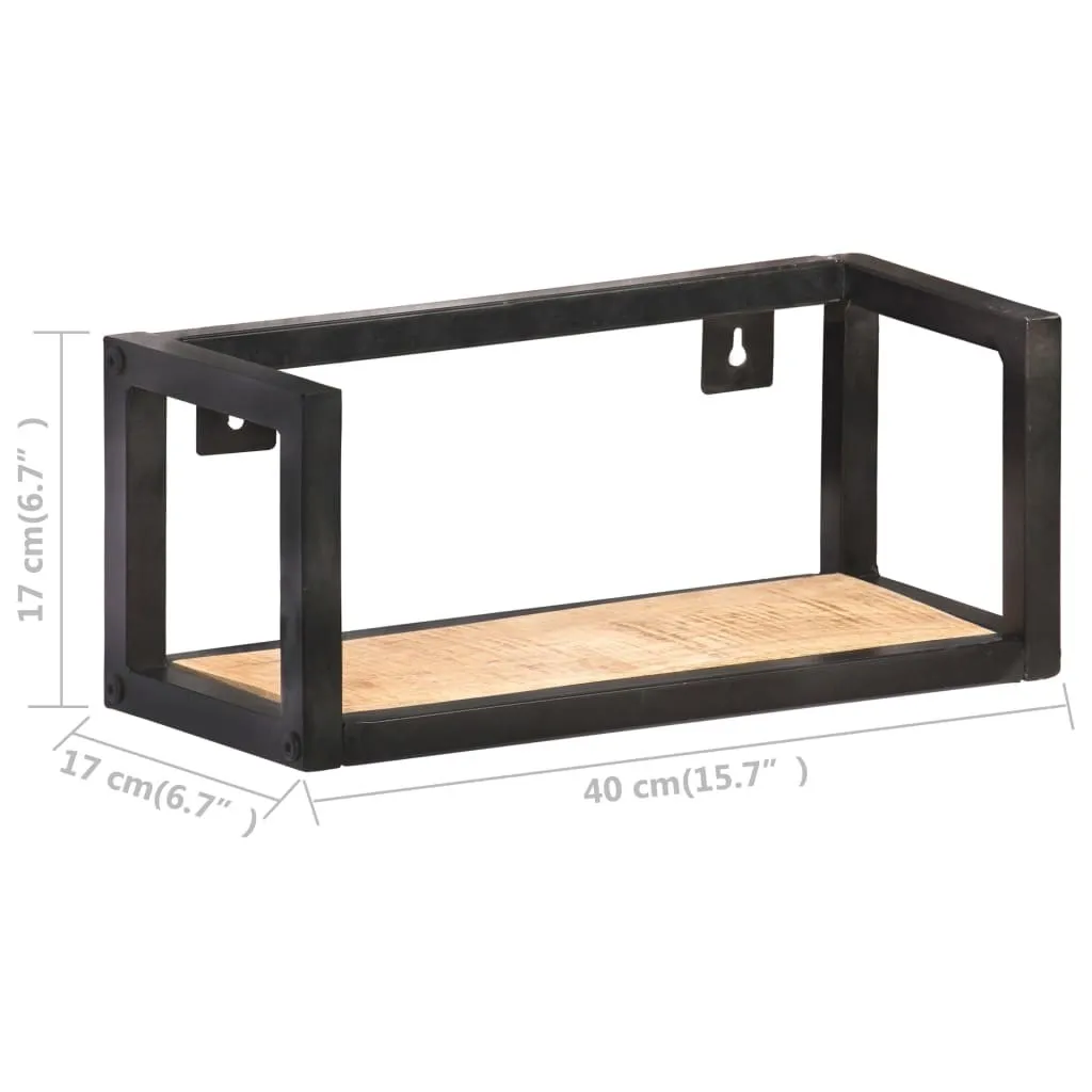 tinkaro Hängeregale 2 Stk. KAREL Raues Mangoholz Wandregale Braun/Schwarz