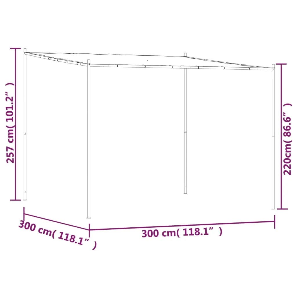 Klassischer Pavillon 3x3 m Anthrazit mit wasserfestem Polyester und Stahlrahmen