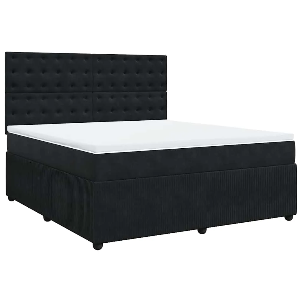 Boxspringbett Samt mit LED-Beleuchtung 180x200 cm Schwarz