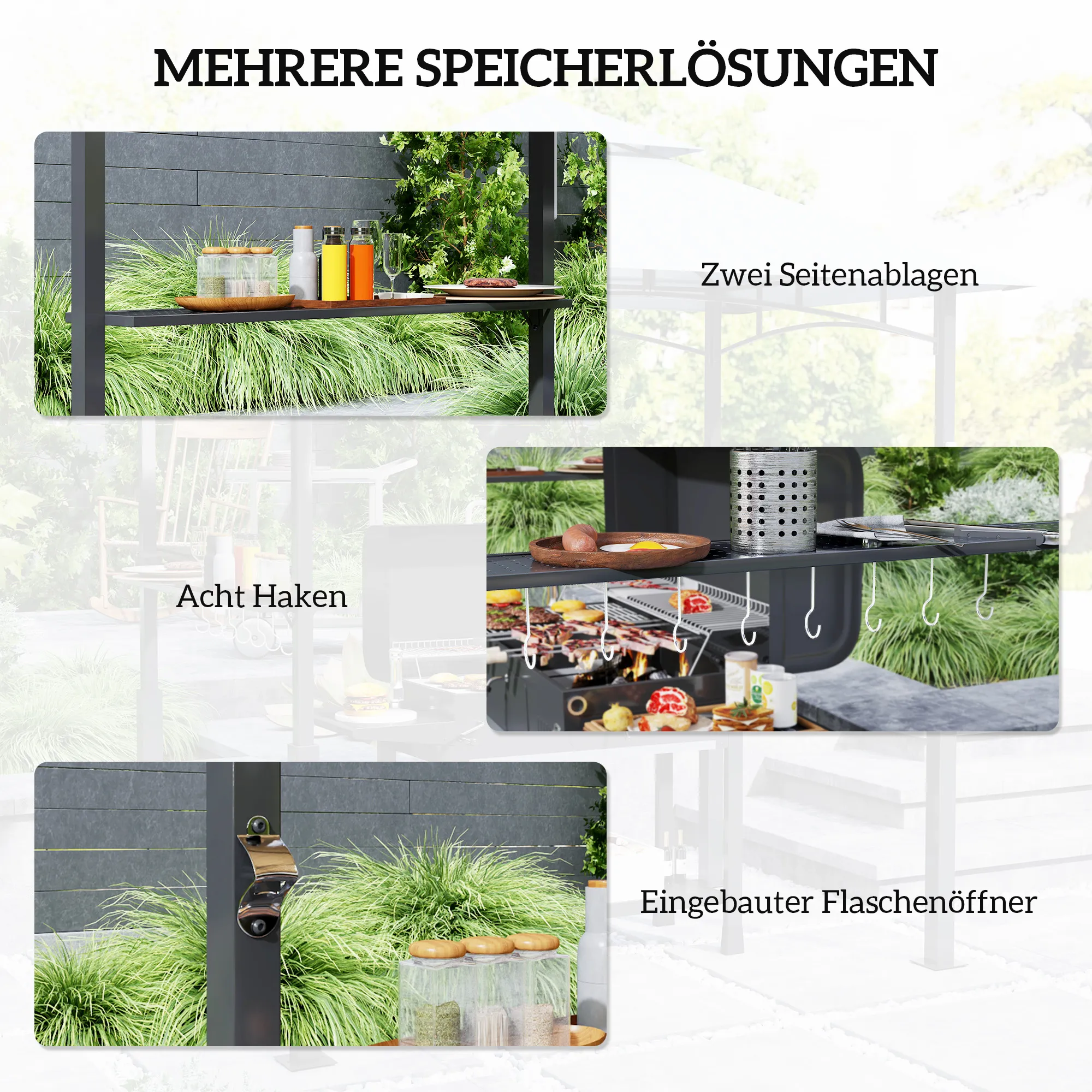 Grillpavillon Dunkelgrau 243L x 148B x 248H cm