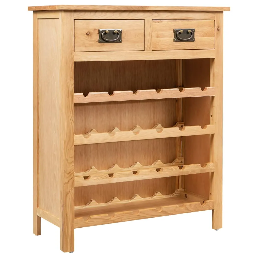 Weinregal aus massivem Eichenholz und MDF mit Eichenfurnier 72x32x90 cm Braun