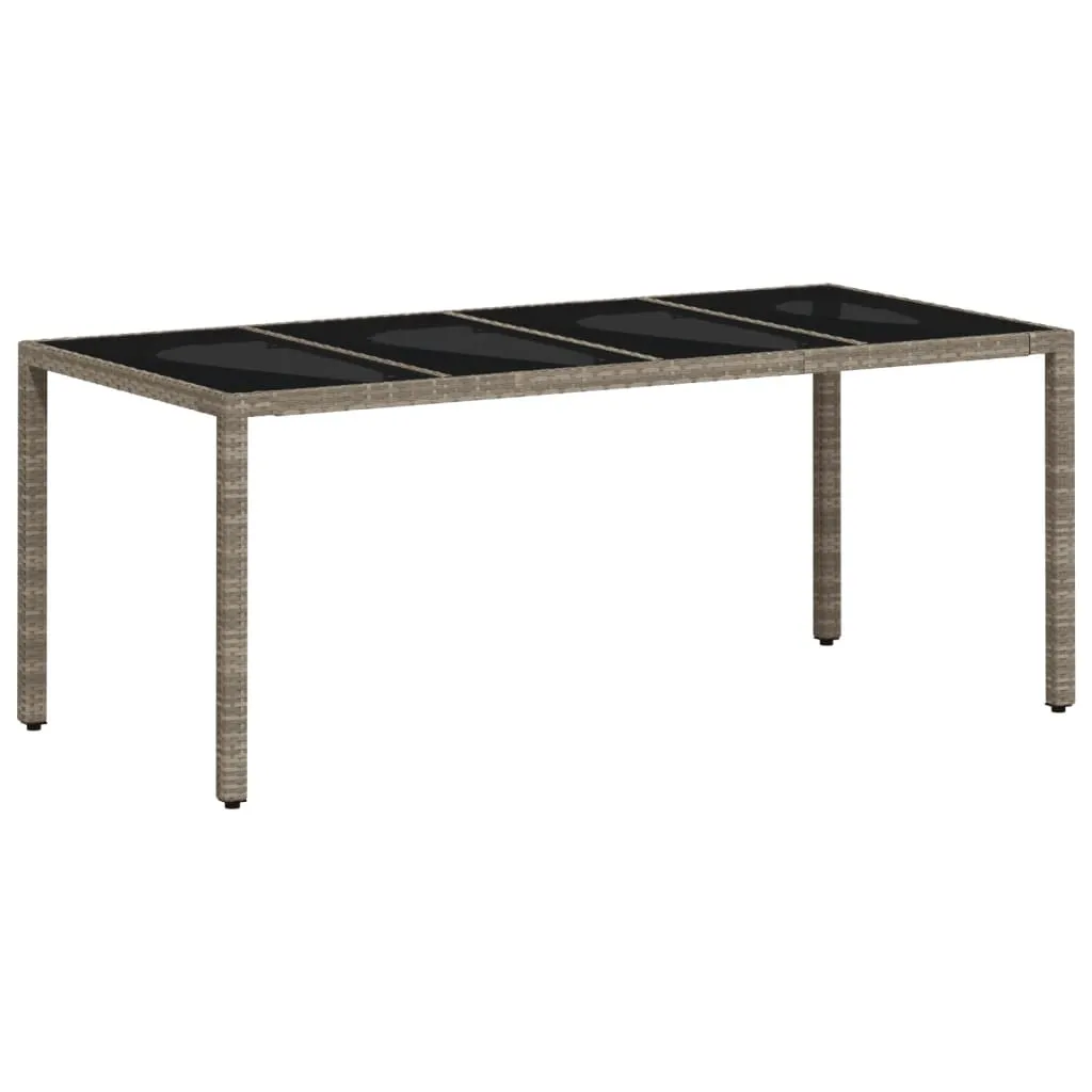 Gartentisch Hellgrau 190 x 90 x 75 cm aus PE-Rattan und Hartglas