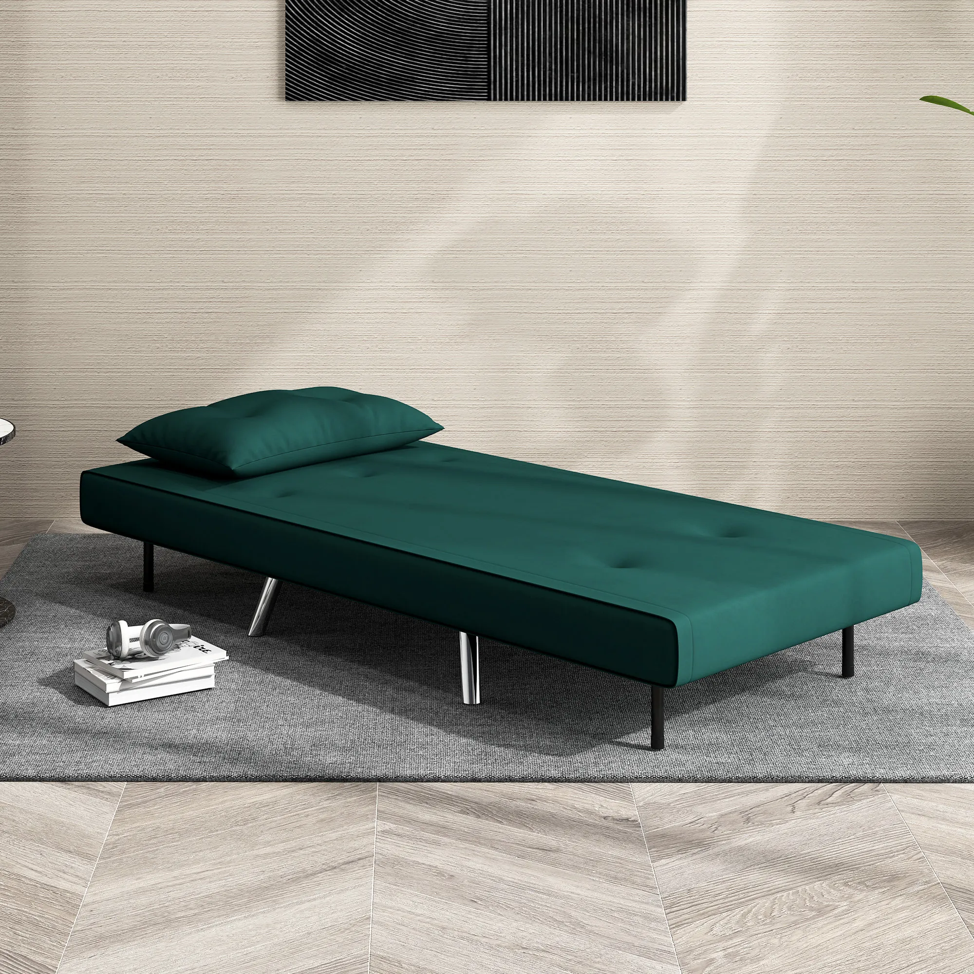 Liegesessel Dunkelgrün 77B x 88T x 83H cm mit Kissen
