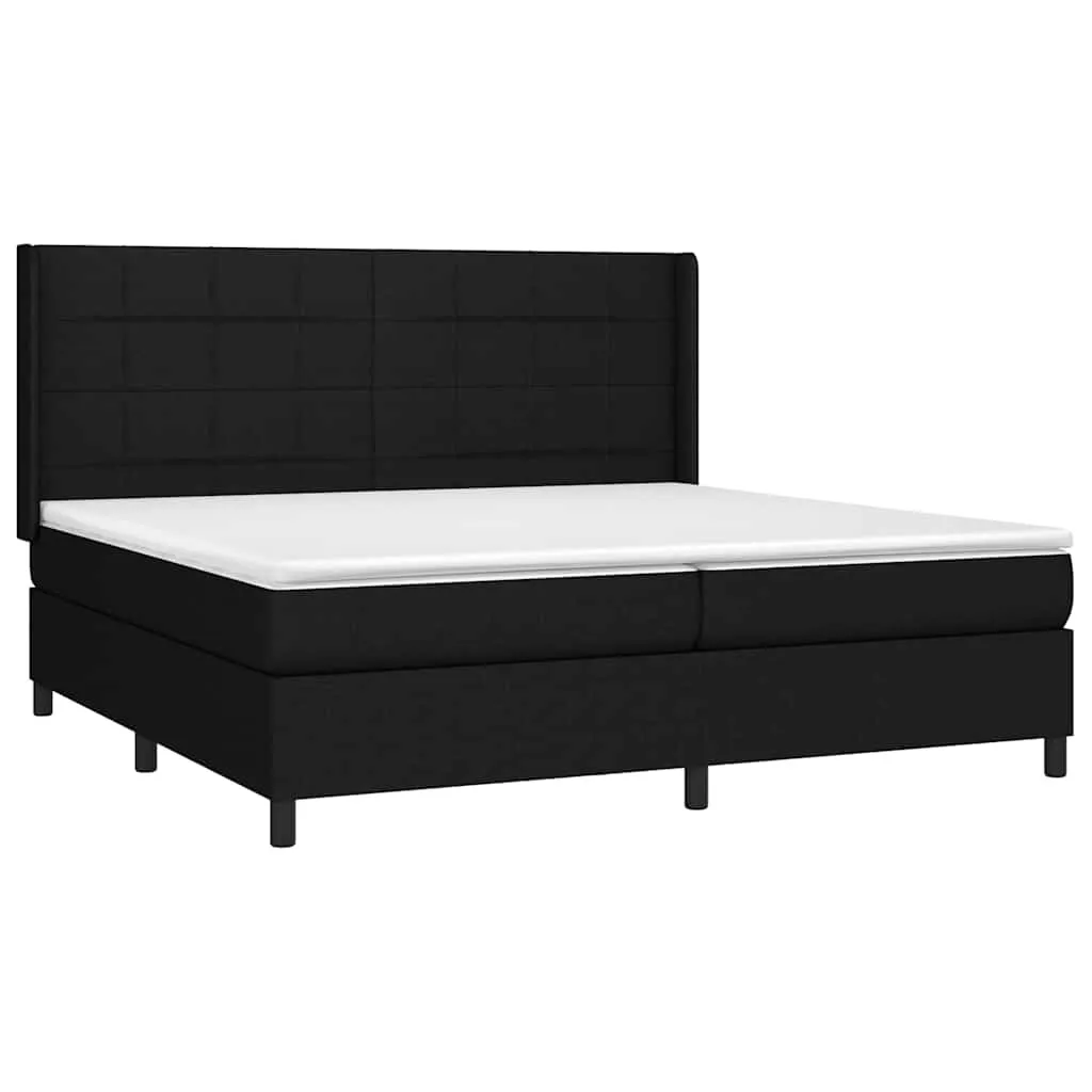 Boxspringbett Stoff Schwarz 203x203 cm mit Taschenfederkern