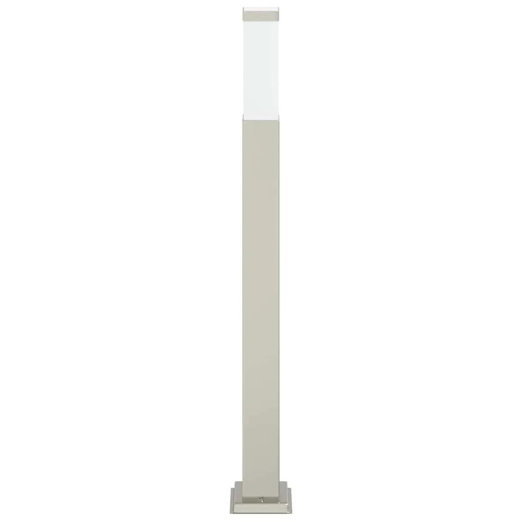 Silberne Pollerleuchte aus Edelstahl 10x10x80 cm mit IP44-Schutz
