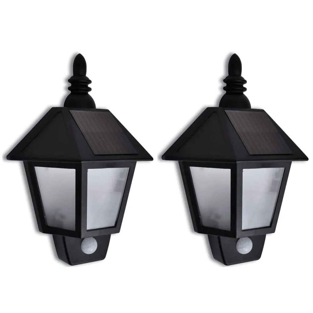 Solar-Wandleuchte Schwarz mit Bewegungssensor und 3 LEDs