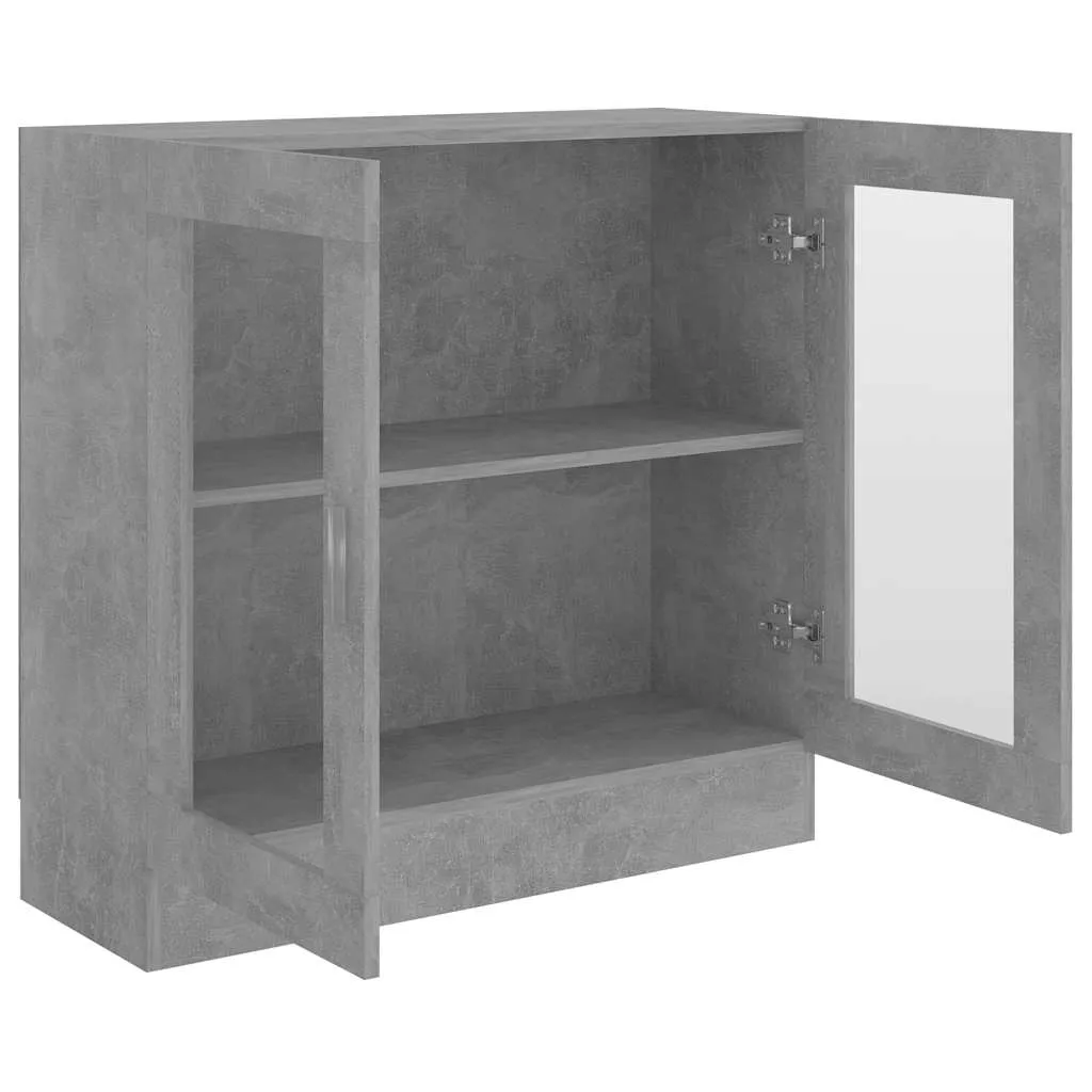 Vitrine mit 2 Fächern und 2 Türen 82,5x30,5x80 cm Betongrau