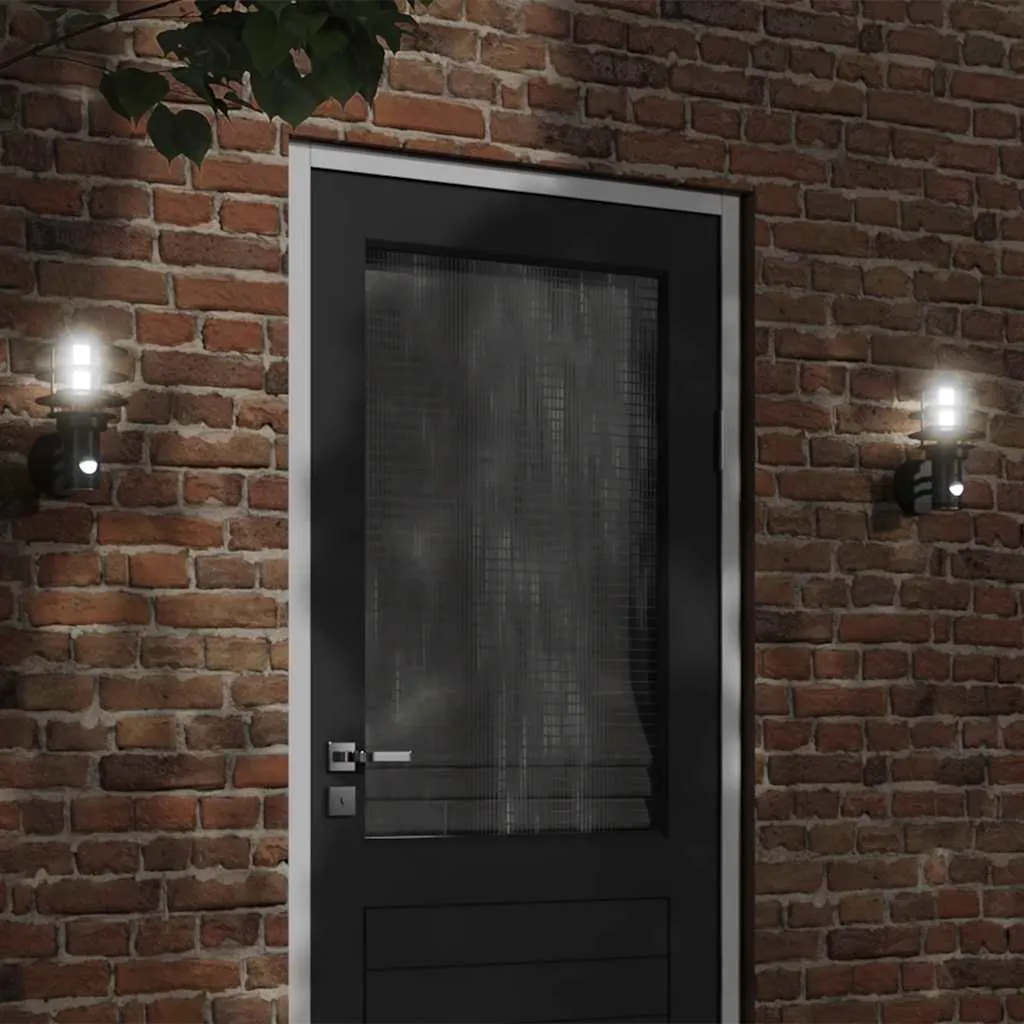 Außenwandleuchte Schwarz 15,5 x 15,5 x 28 cm mit PIR-Sensor und IP44