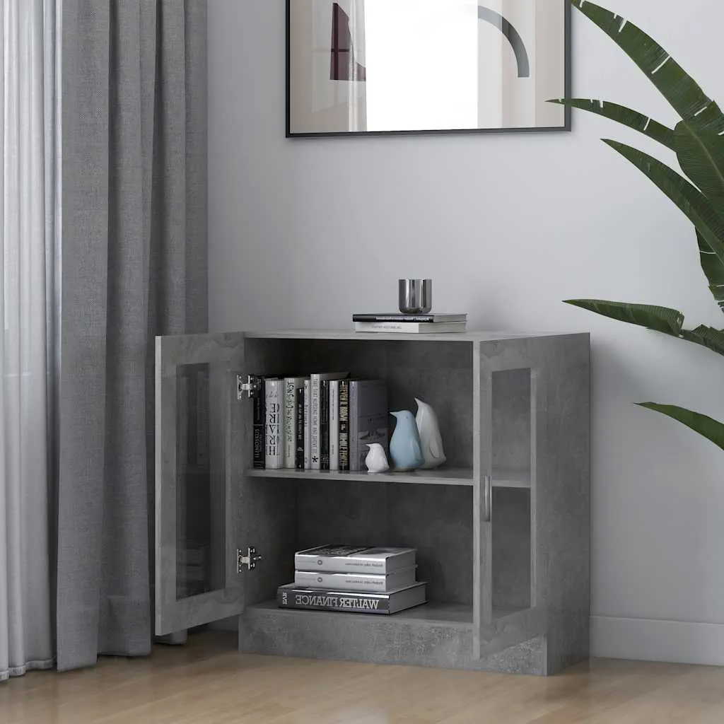 Vitrine mit 2 Fächern und 2 Türen 82,5x30,5x80 cm Betongrau