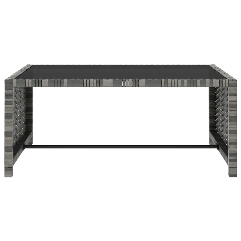 Sonnenliegen 2 Stk. mit Tisch Poly Rattan Grau