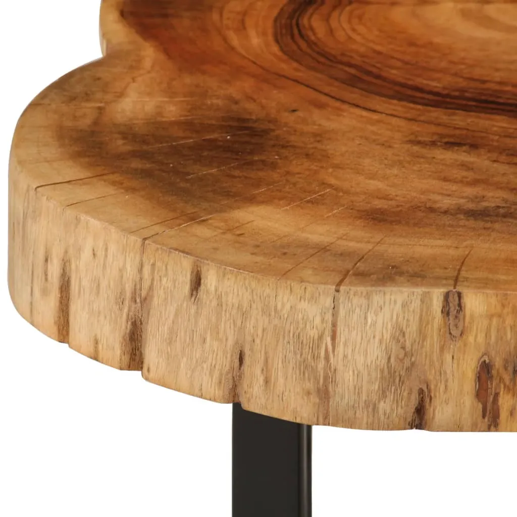 Rustikaler Sofatisch aus Echtholz 60 x 55 x 25 cm Braun