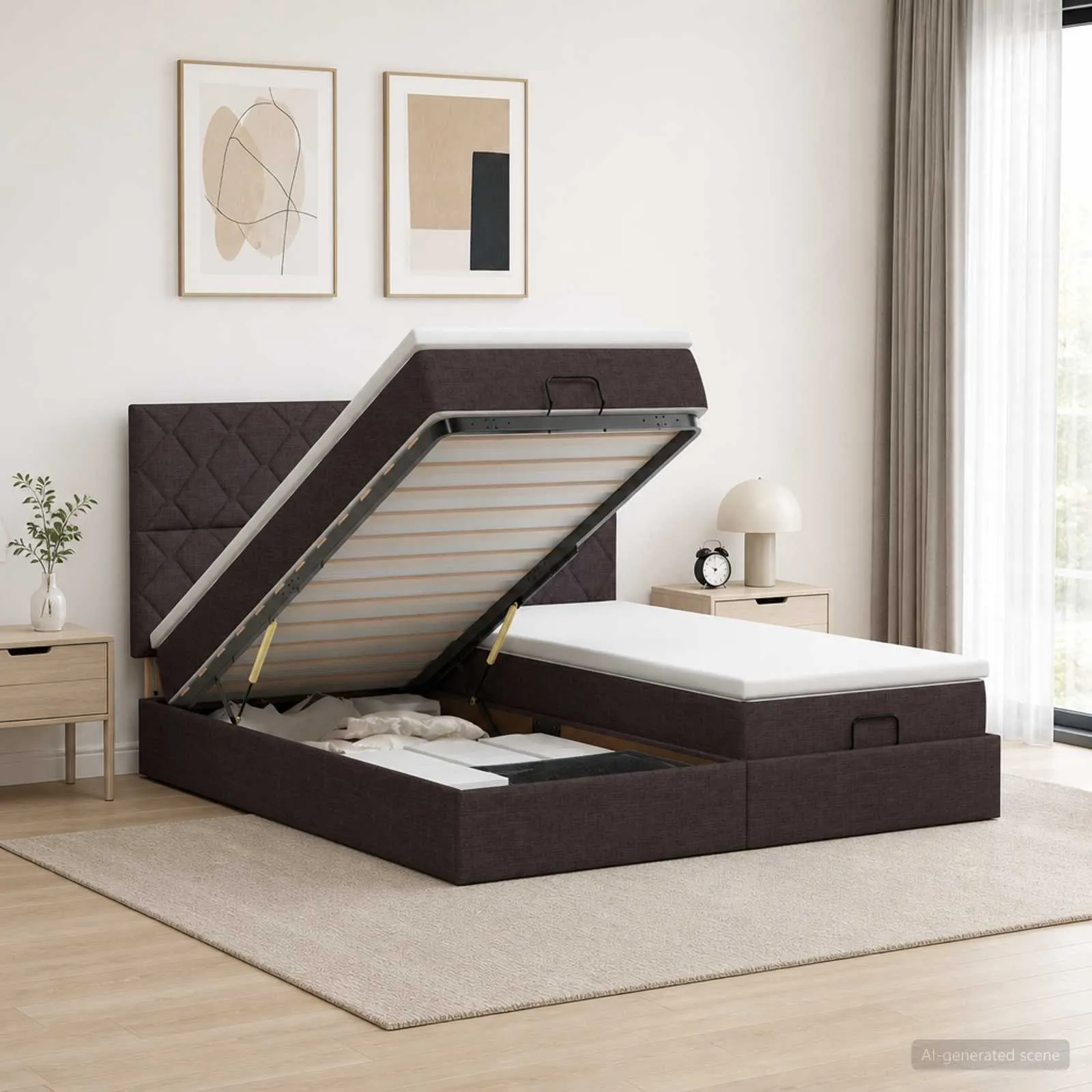 Ottoman-Bett 203 x 200 x 88 cm Dunkelbraun