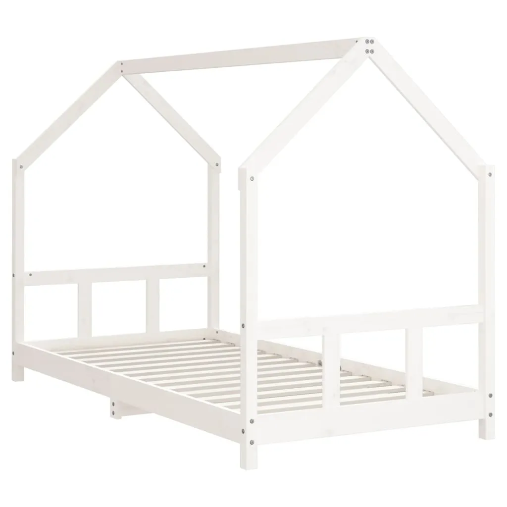 Kinderbett Weiß aus massivem Kiefernholz 195,5 x 95,5 x 133 cm