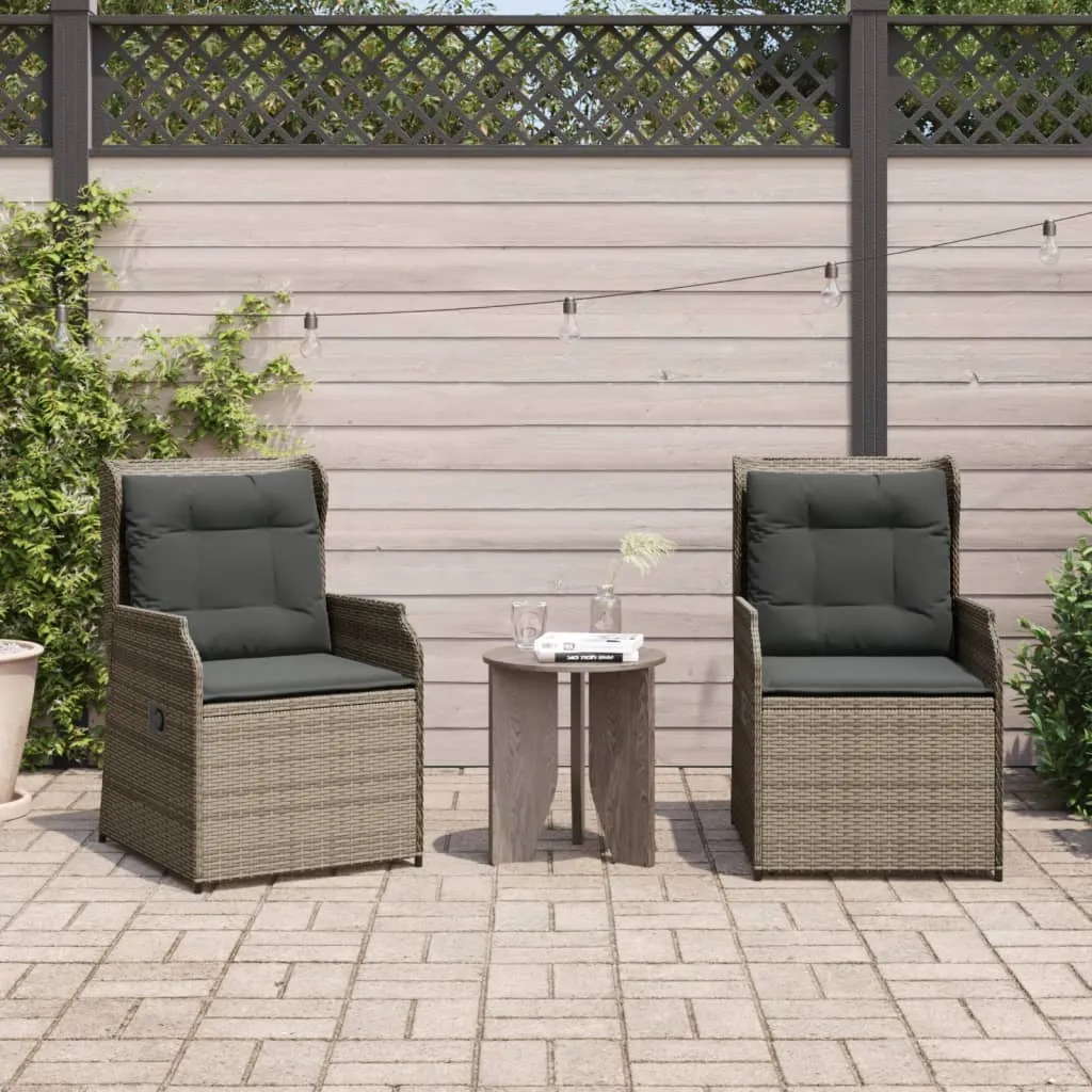 Verstellbarer Gartenstuhl aus PE-Rattan Grau 55x67x95 cm