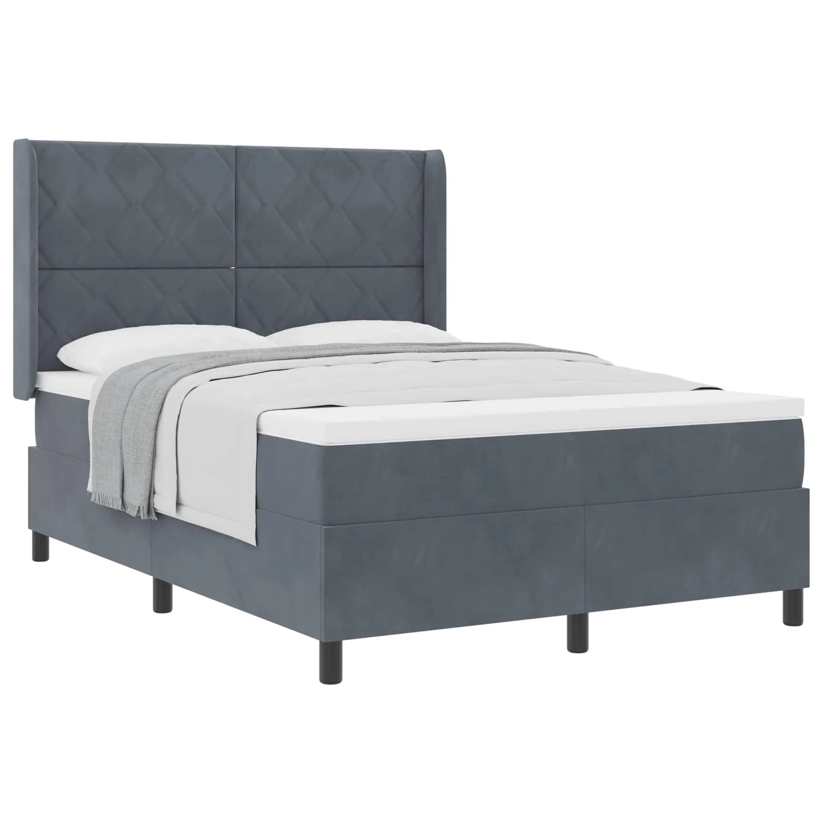 Boxspringbett Samt Dunkelgrau 140x200 cm mit verstellbarem Kopfteil