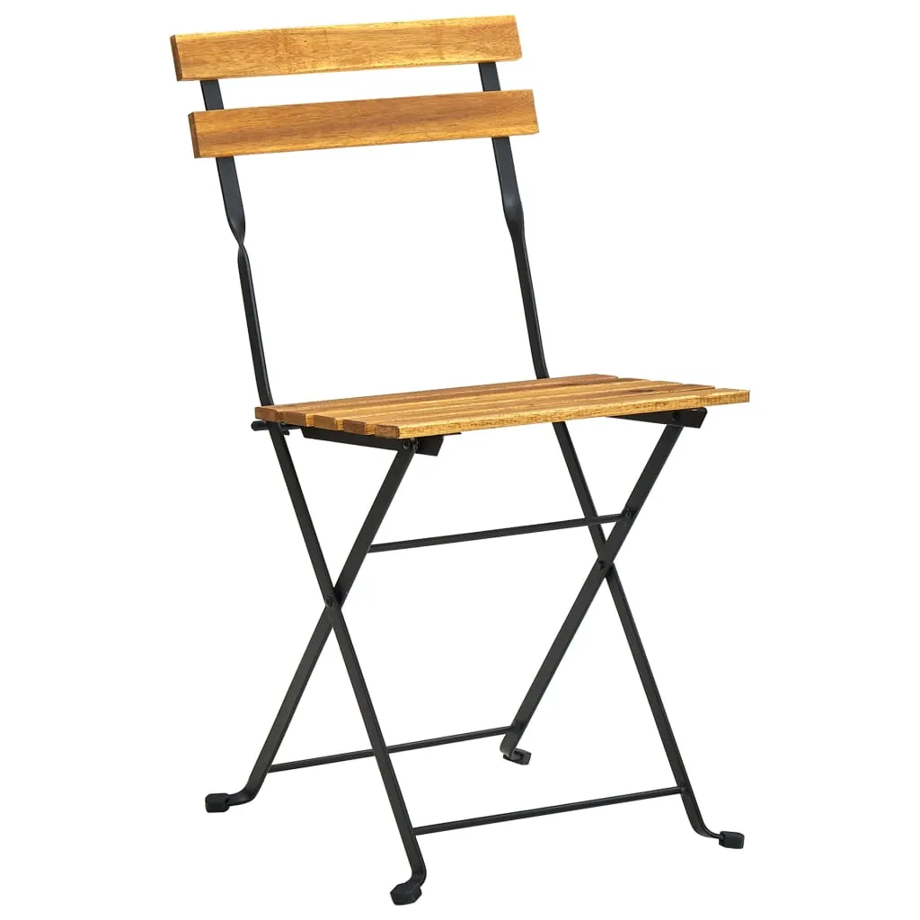 Klappstühle, 2 Stück, Stahl und massives Akazienholz
