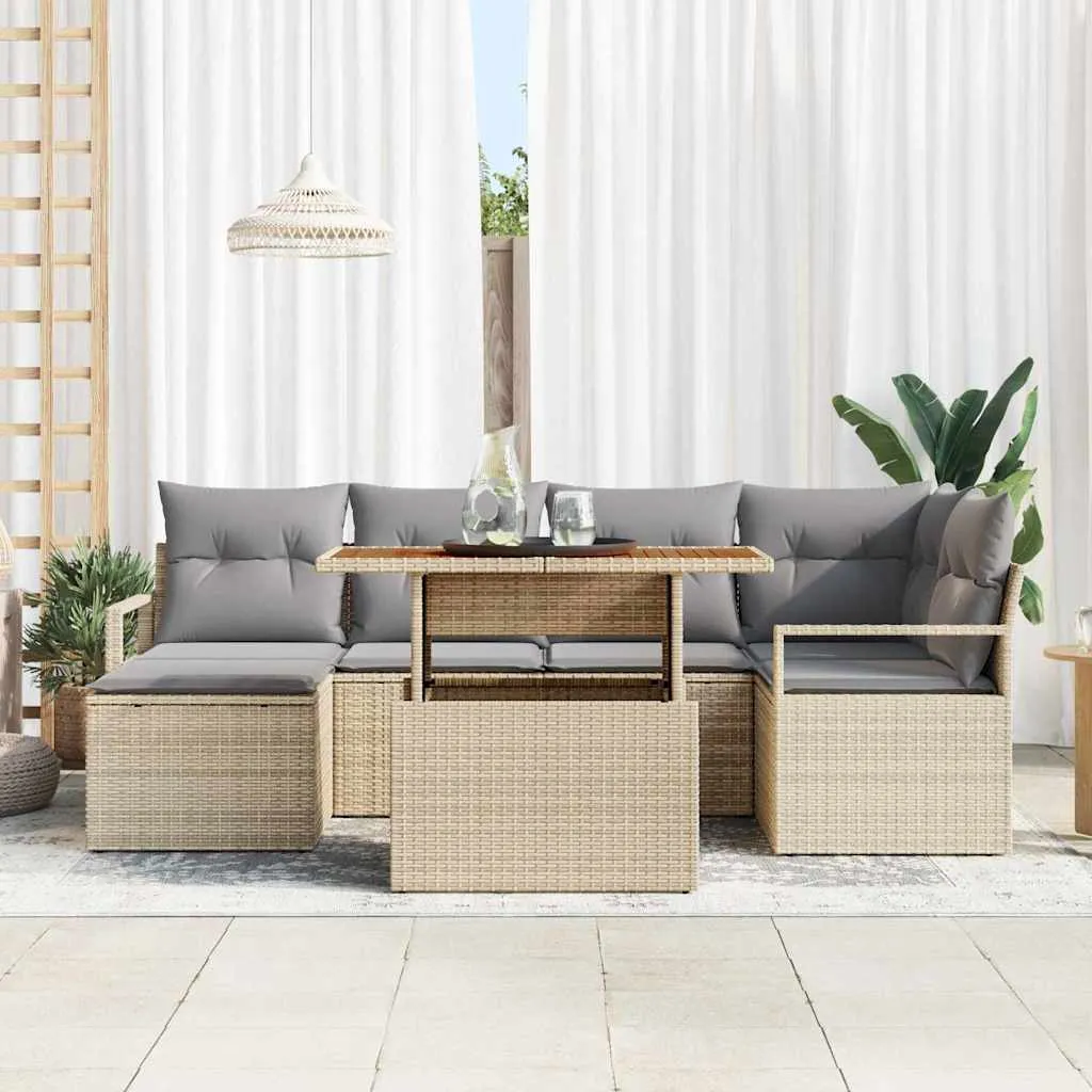 Modulares Garten-Dining-Set 55x55 cm in Beige und Grau mit Echtholz