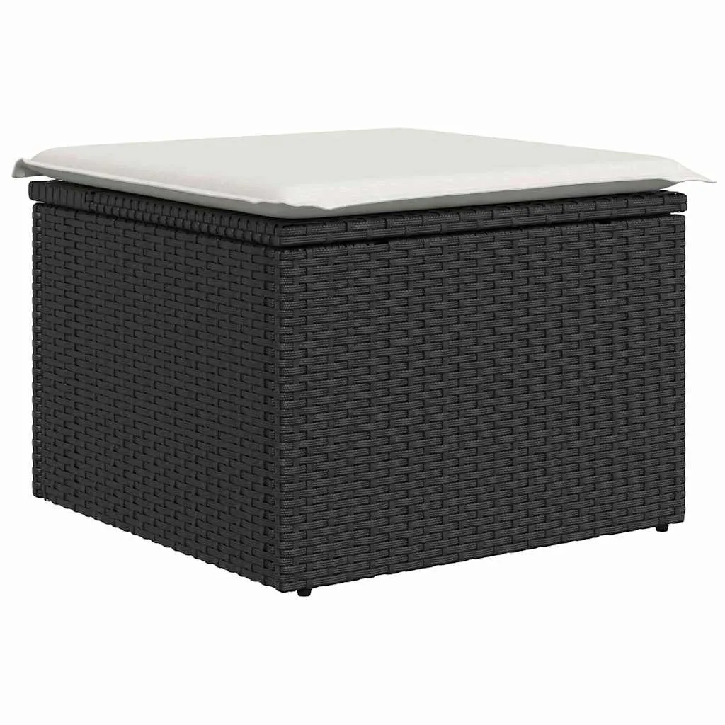 Modulares Garten-Dining-Set 55x55 cm Schwarz und Creme mit Echtholz
