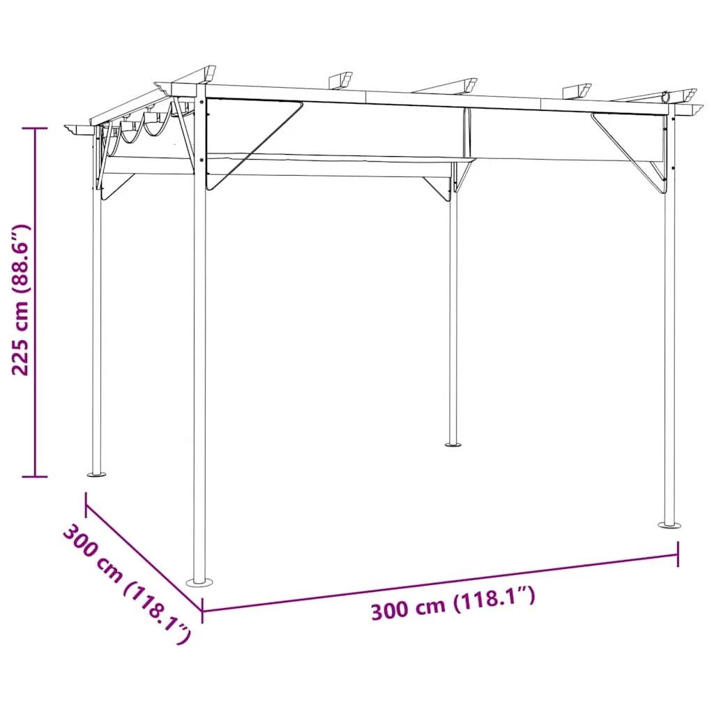 Vielseitige Pergola 3x3x2,25 m Anthrazit mit versenkbarem Dach