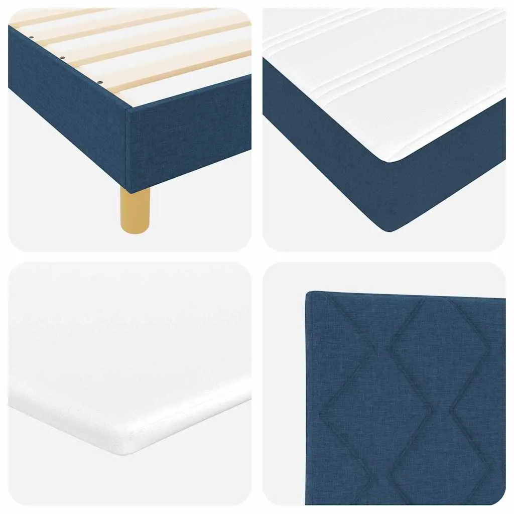 Boxspringbett Blau 140x190 cm mit verstellbarem Kopfteil