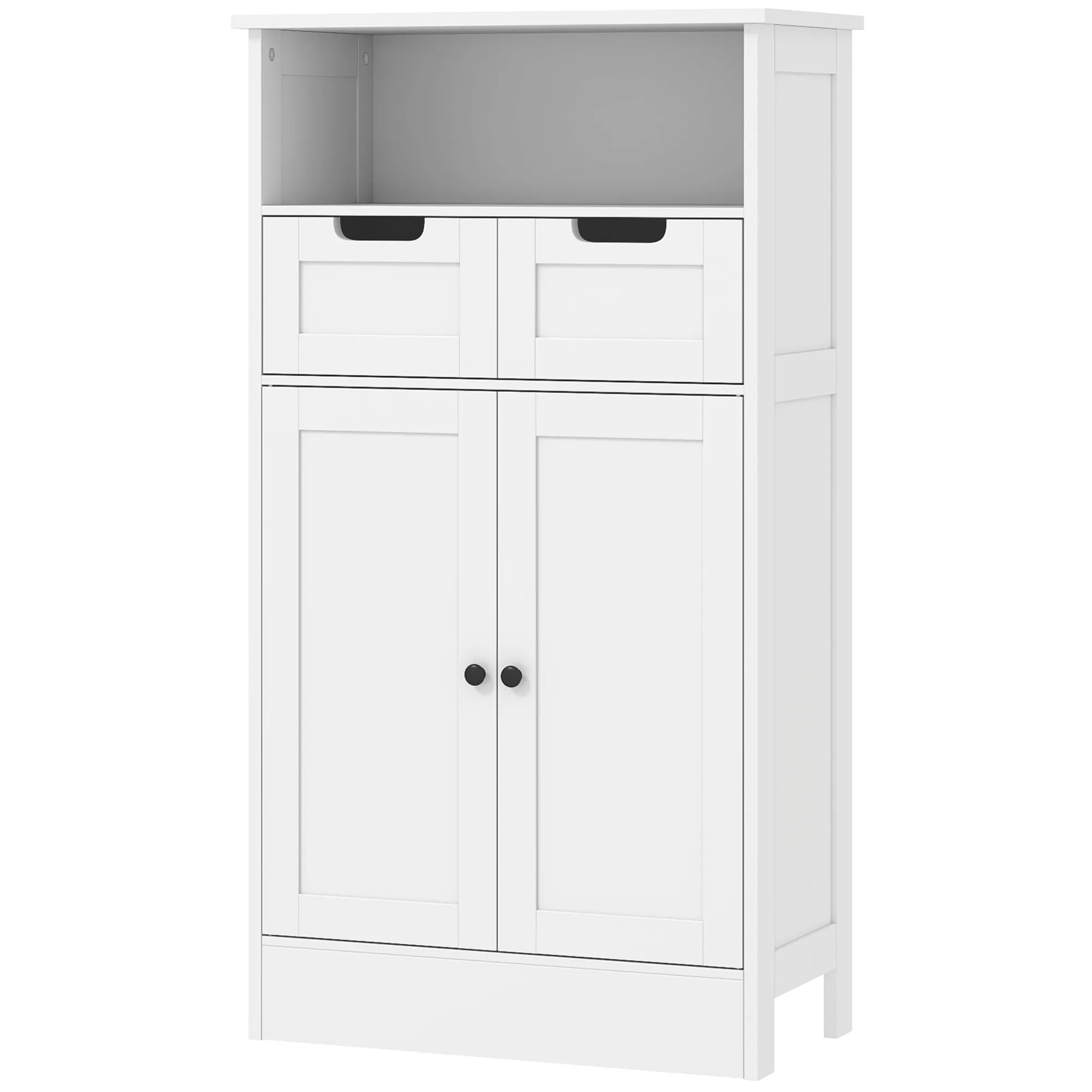 Badezimmerschrank mit 2 Schubladen, Tür, 60 x 30 x 109 cm, Weiß Badezimmerschrank mit 2 Schubladen, Tür, 60 x 30 x 109 cm, Weiß