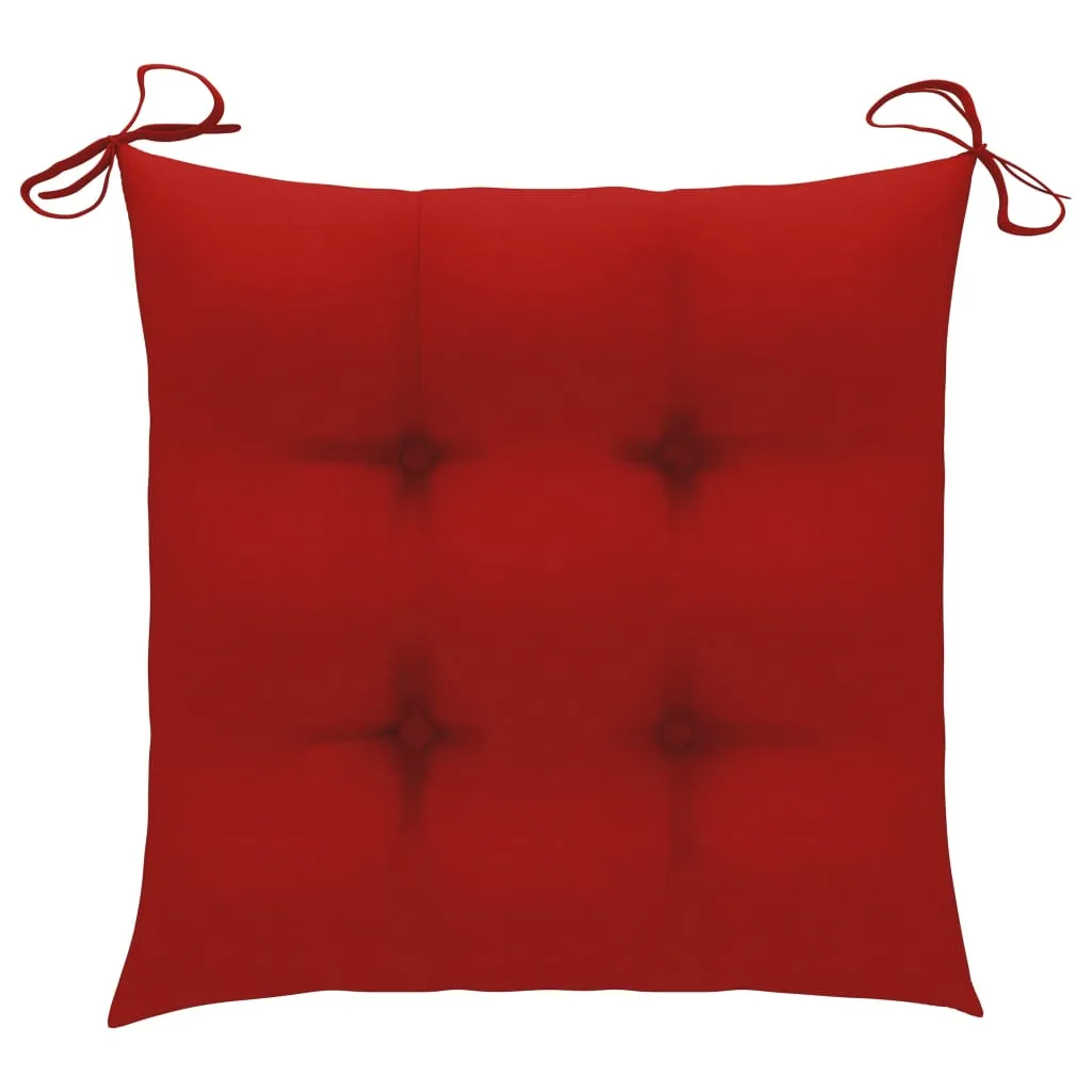 Modernes Echtholz Klappstuhl-Set 54x57x91 cm mit roten Sitzpolstern