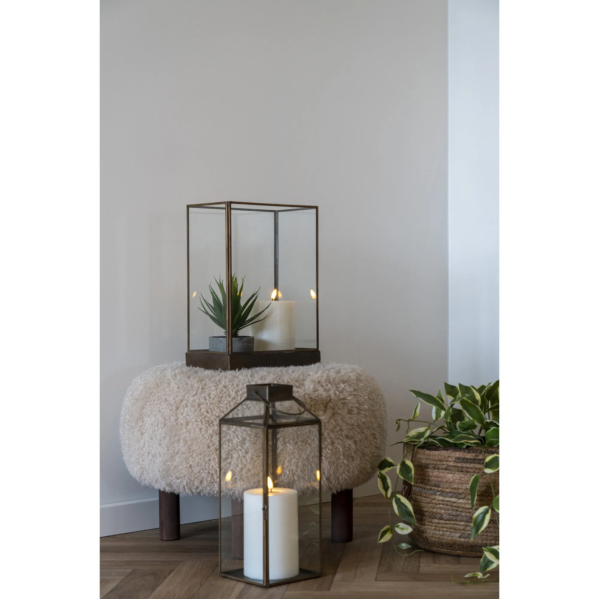 tinkaro Manali Laterne 25 x 15 x 36,5 cm Antik-Messing-Look