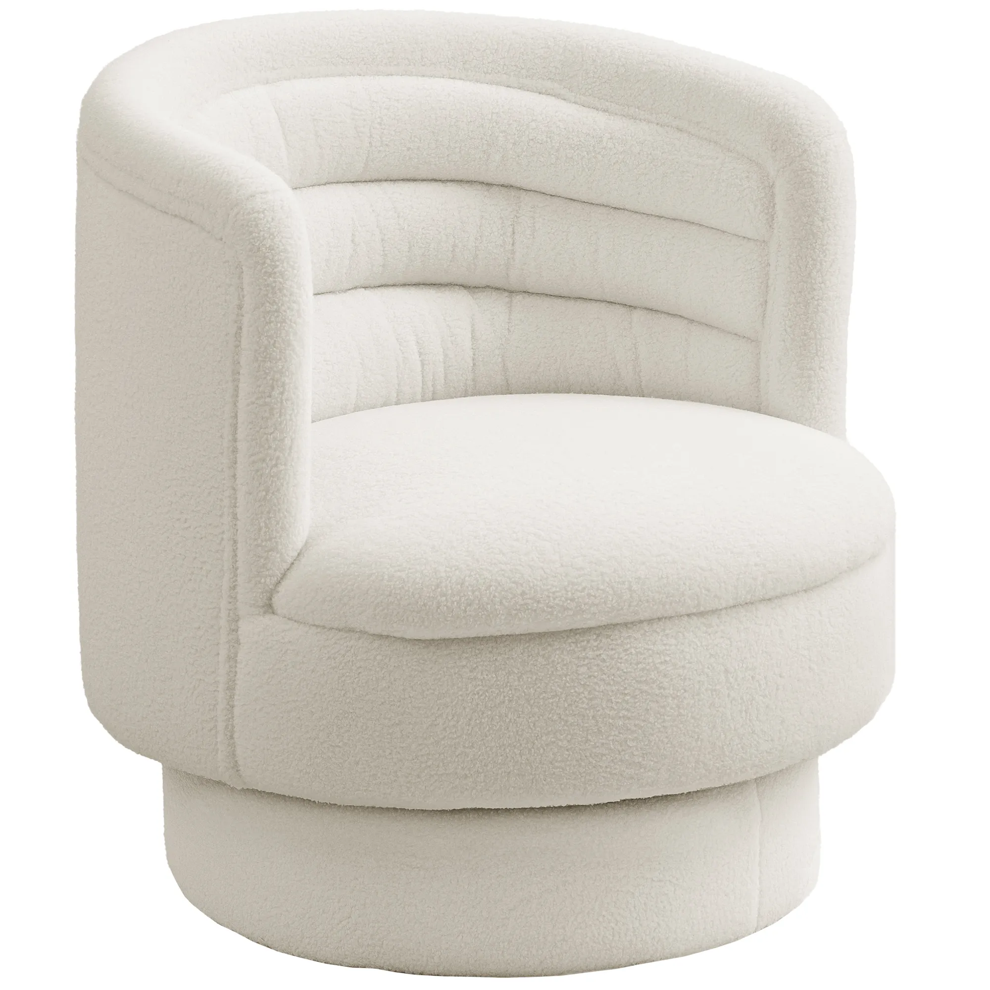 Drehbarer Polstersessel, Moderner Lounge-Sessel mit Kautschukholzrahmen, für Wohnzimmer, Schlafzimmer, Cremeweiß
