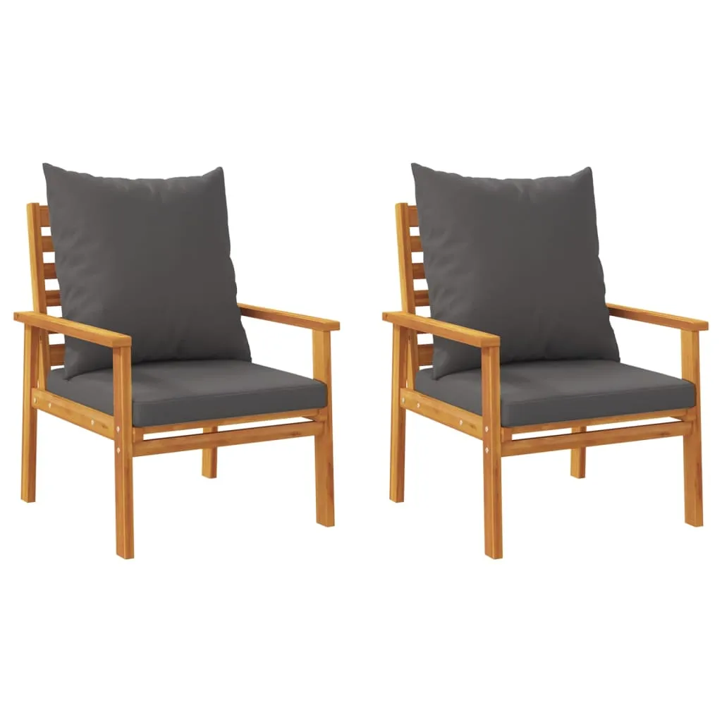 Outdoor-Sessel aus Echtholz mit Kissen, 68x65x81 cm, Dunkelgrau