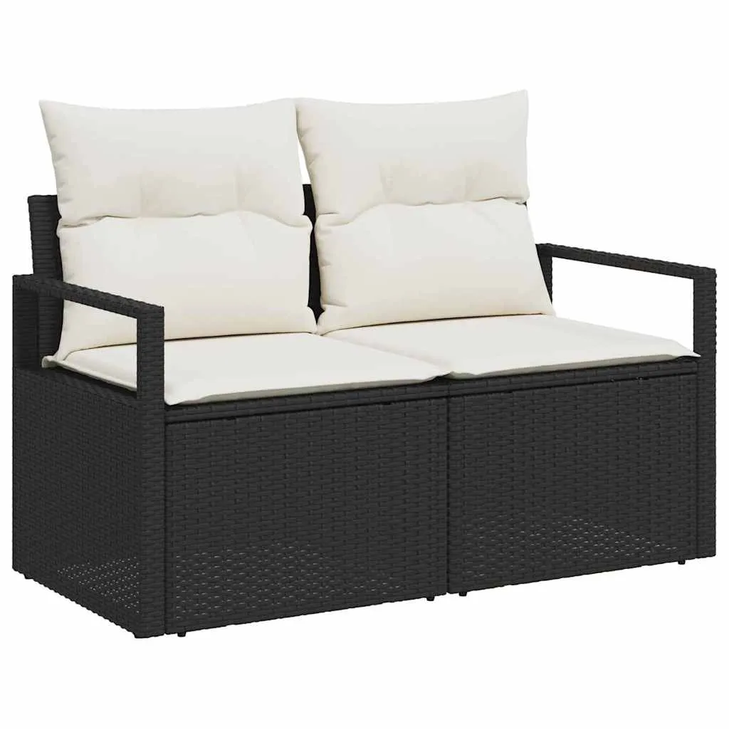 Modulares Garten-Dining-Set 55x55 cm Schwarz und Creme mit Echtholz