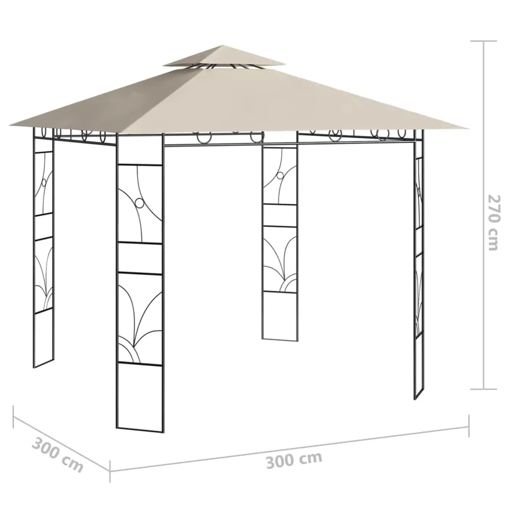 Outdoor Pavillon 300x300x270 cm Creme mit Stahlgestell und PA-beschichtetem Stoff