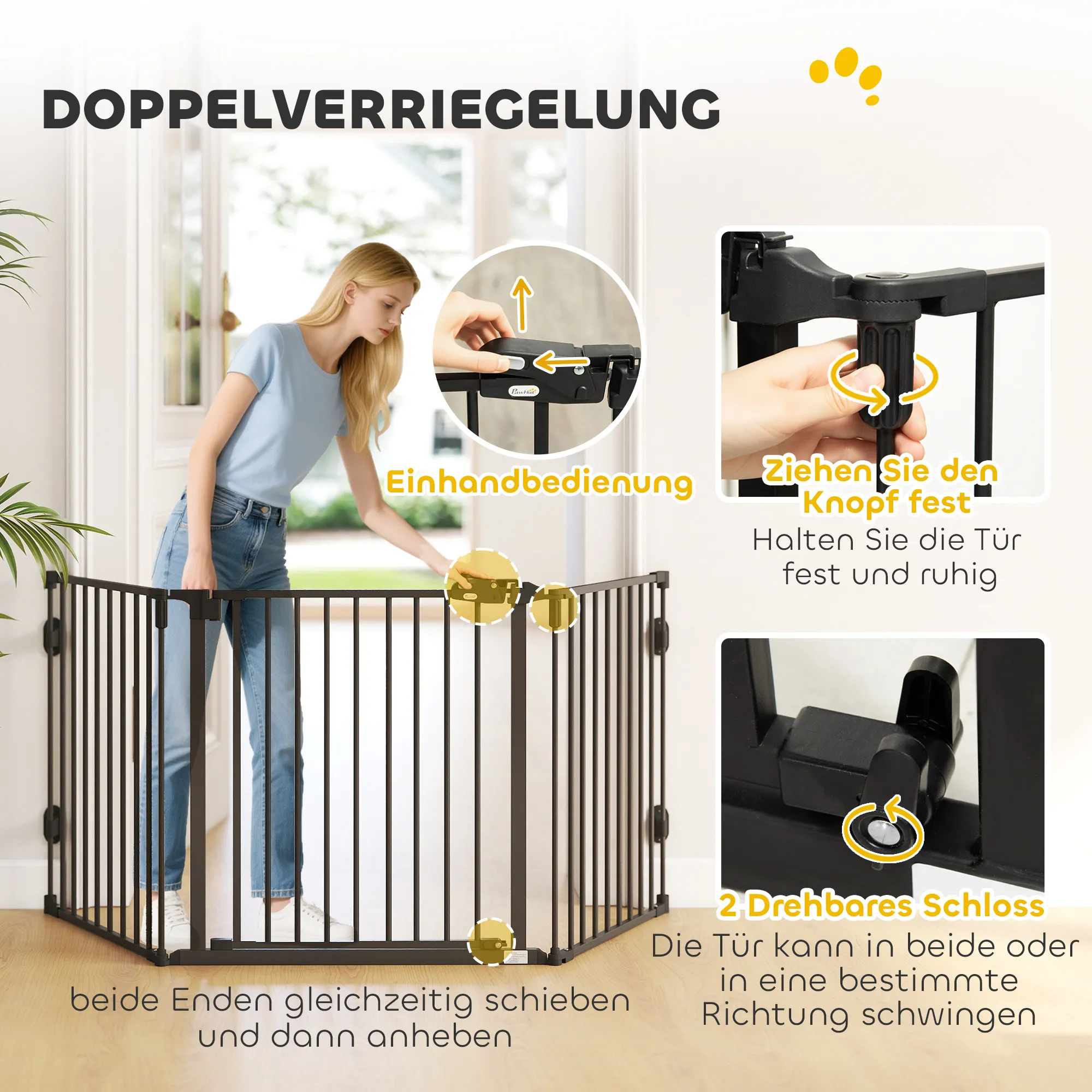 Haustier-Absperrgitter 202,5L x 2T x 76H cm Schwarz